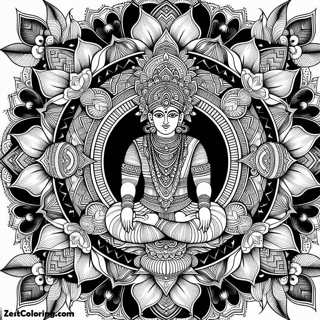 Rangoli, Indian Folk Art Rangoli Coloring Page: Indian Folk Art Rangoli Coloring PageFull Size Image