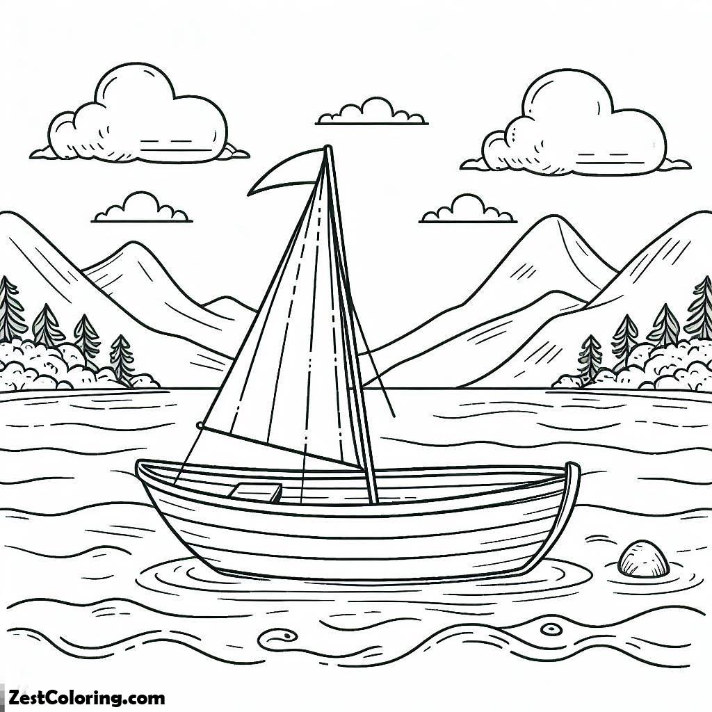 Boat, Little And Simple Boat Coloring Page 1: Little And Simple Boat Coloring Page 1Full Size Image