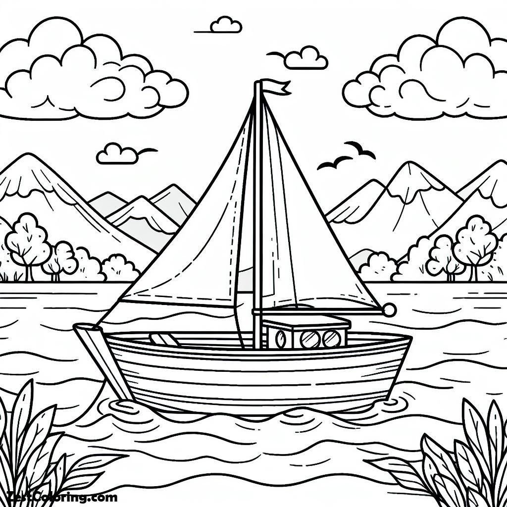 Boat, Little And Simple Boat Coloring Page 3: Little And Simple Boat Coloring Page 3Full Size Image