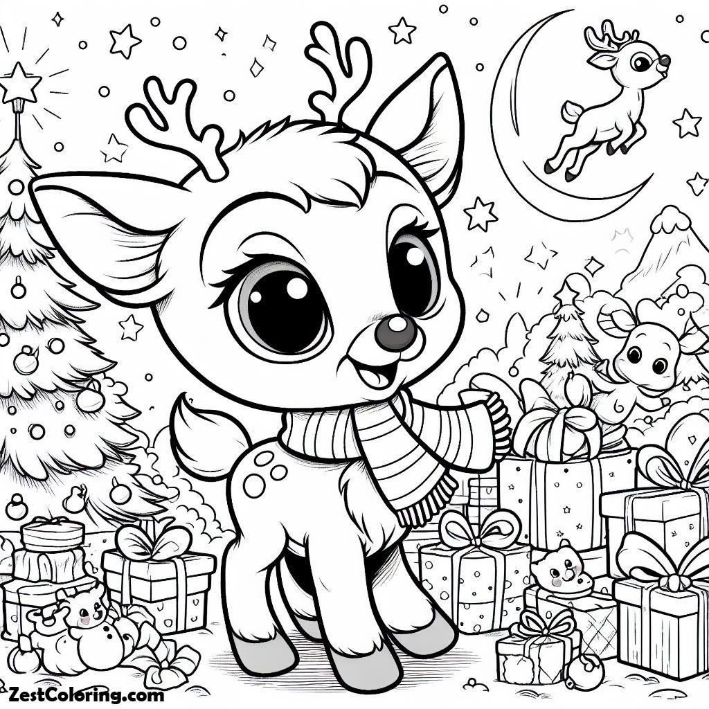 Little Rudolph The Red Nosed Reindeer Coloring Page : Coloring for Kids ...