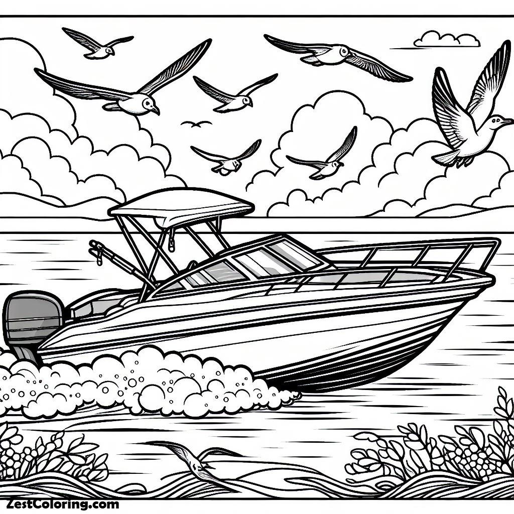 Power Boat Coloring In Motor Boat Coloring Page 2 : Coloring for Kids – Smart, Creative, and Fun