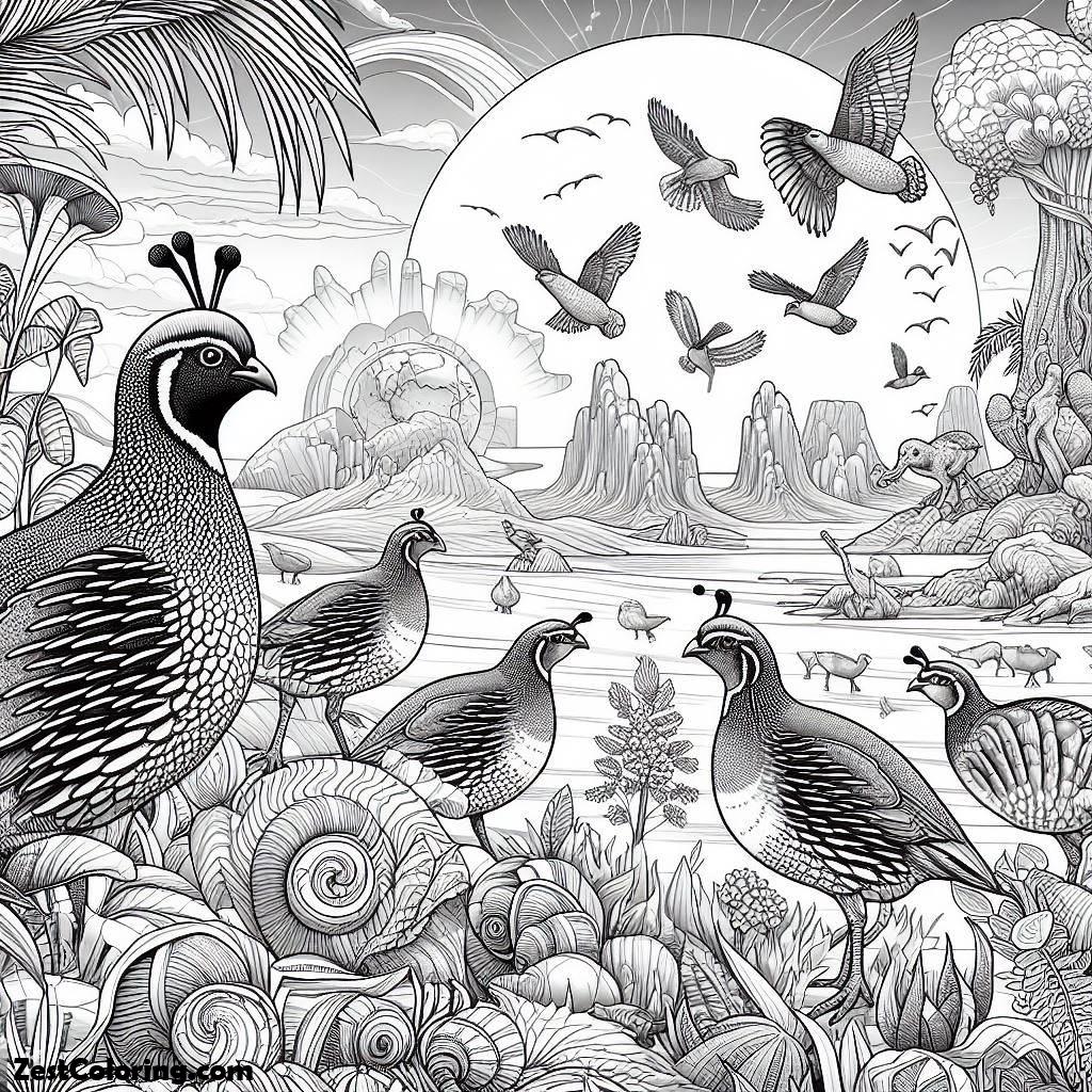 Quail, New World Of Quail Coloring Page: New World Of Quail Coloring PageFull Size Image