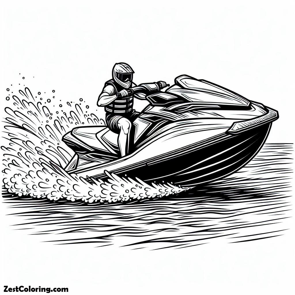 Boat, Personal Watercraft Boat Coloring Page 2: Personal Watercraft Boat Coloring Page 2Full Size Image