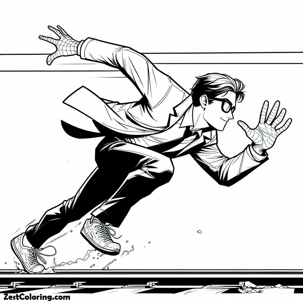 Spiderman, Peter Parker Is Running Coloring Page: Peter Parker Is RunningFull Size Image