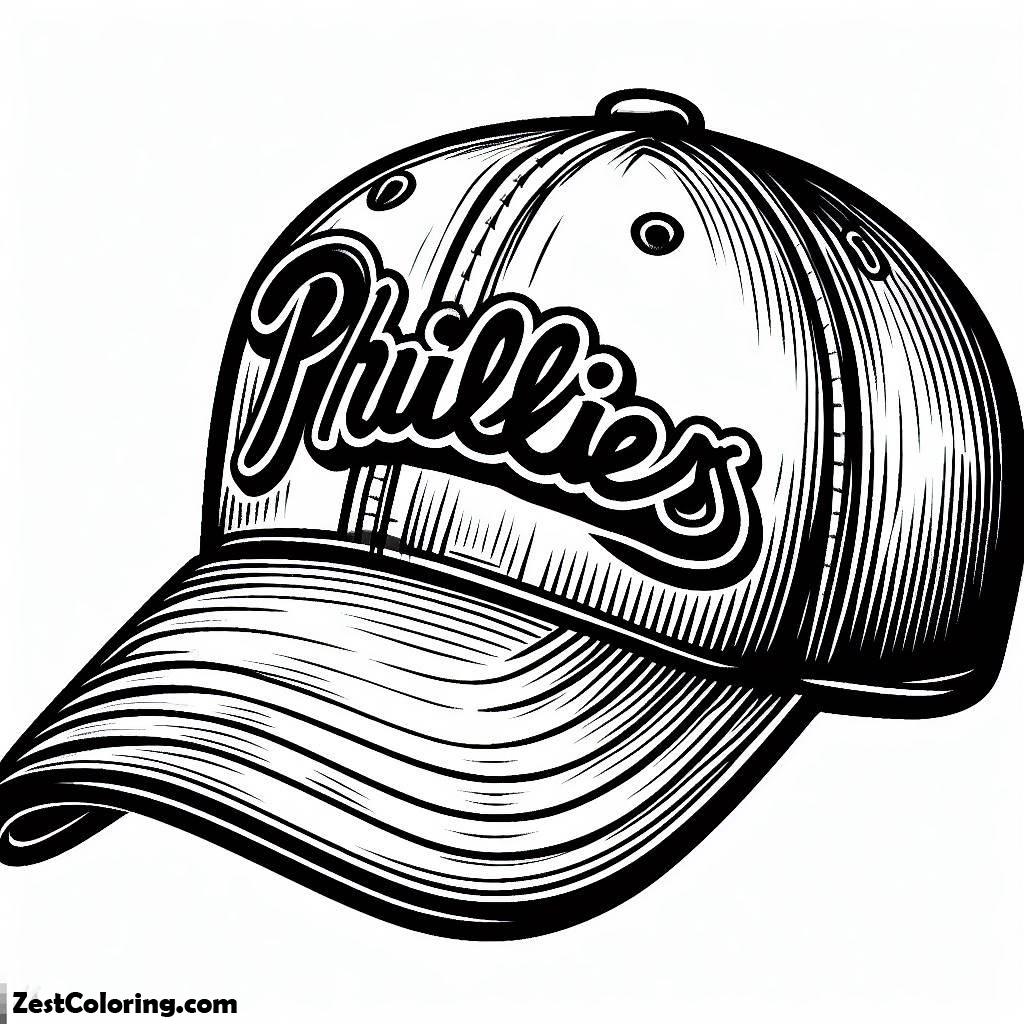 Baseball Cap, Philladelphia Phillies Baseball Cap Coloring Page: Philladelphia Phillies Baseball Cap Coloring PageFull Size Image