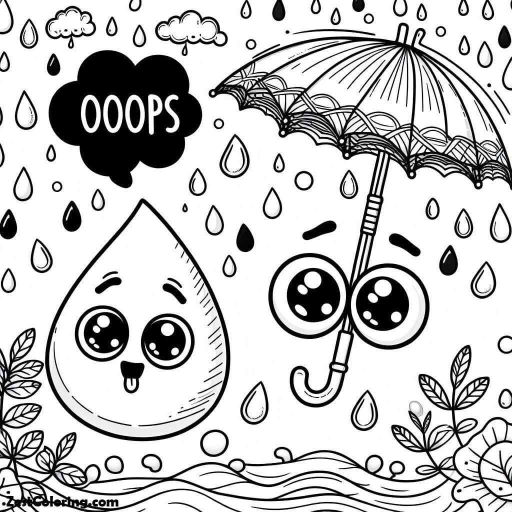 Rain Drop, Picture Of Raindrop And Umbrella Coloring Page: Picture Of Raindrop And Umbrella Coloring PageFull Size Image