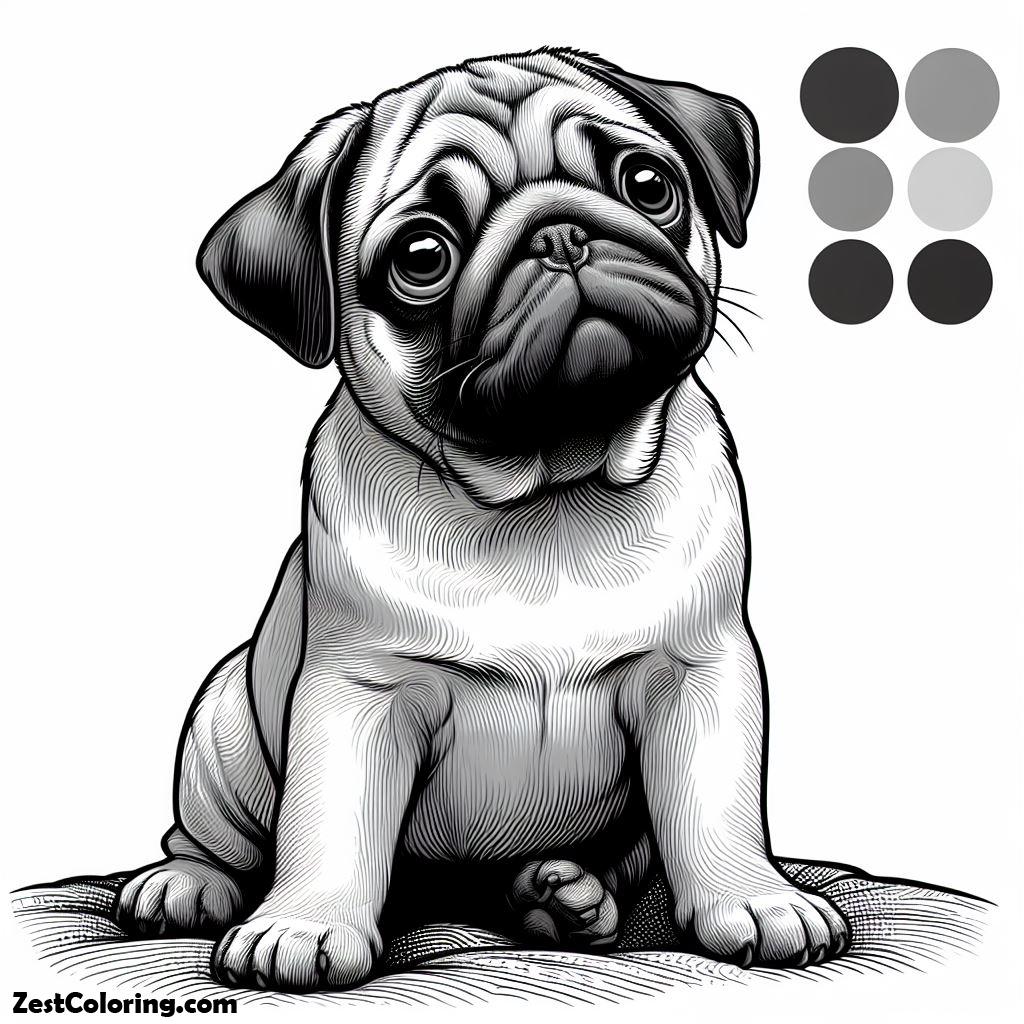 Pug, Pug Dog Skecth Coloring Page: Pug Dog Skecth Coloring PageFull Size Image