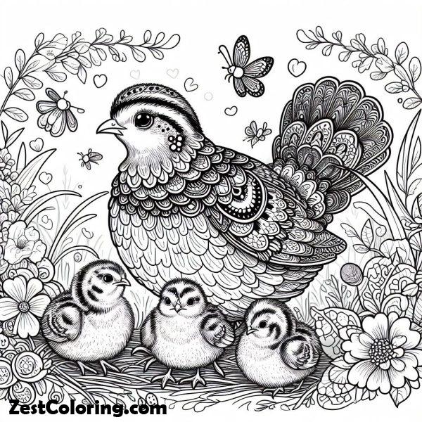 Baby Quail Coloring Page