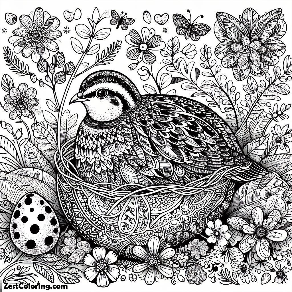 Quail, Quail Incubating Coloring Page: Quail Incubating Coloring PageFull Size Image