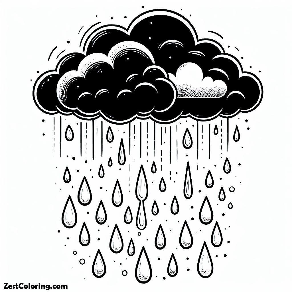 Rain Drop, Raindrop Falls From Black Cloud Coloring Page: Raindrop Falls From Black Cloud Coloring PageFull Size Image