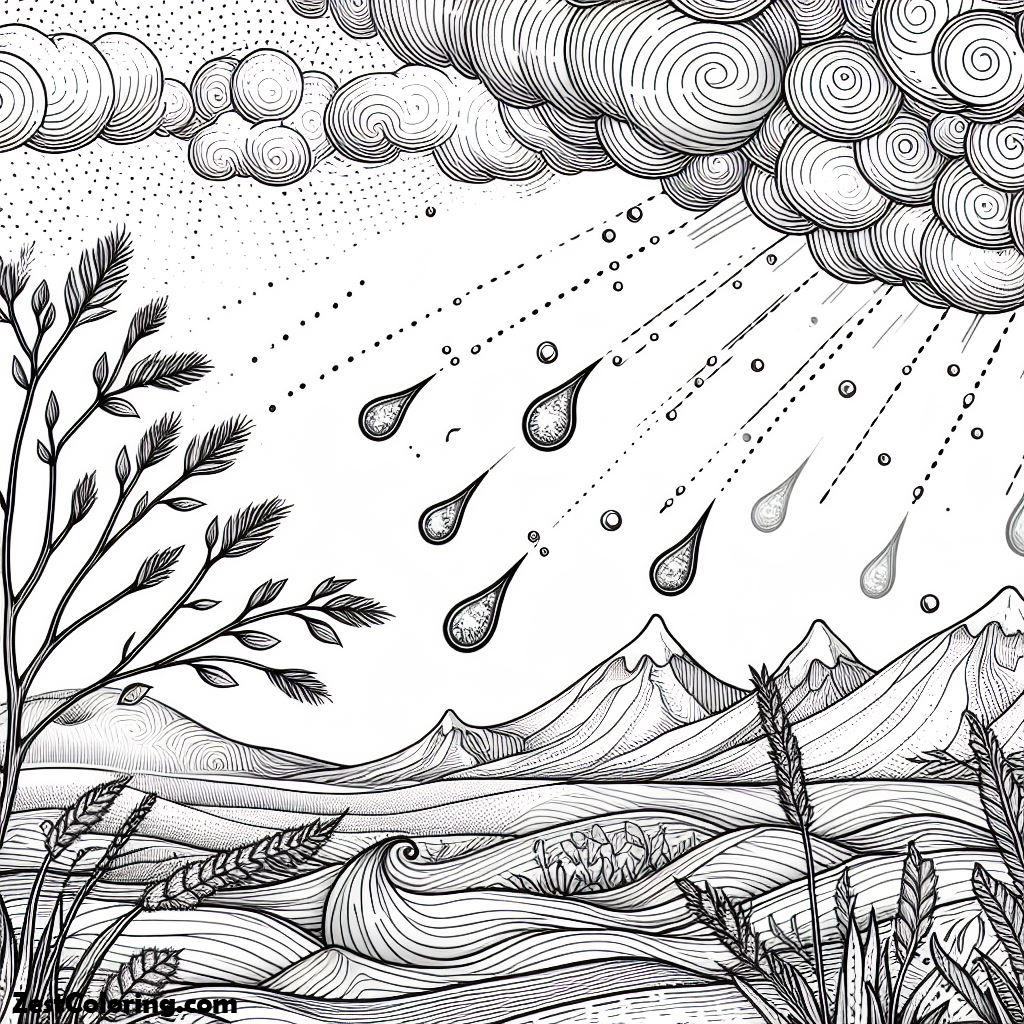 Rain Drop, Raindrop Slowly Blow By The Wind Coloring Page: Raindrop Slowly Blow By The Wind Coloring PageFull Size Image