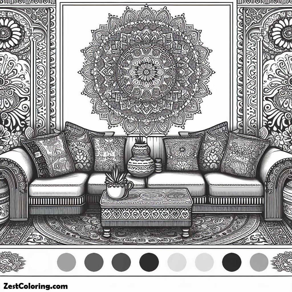 Rangoli, Rangoli Design For Living Room Coloring Page: Rangoli Design For Living Room Coloring PageFull Size Image
