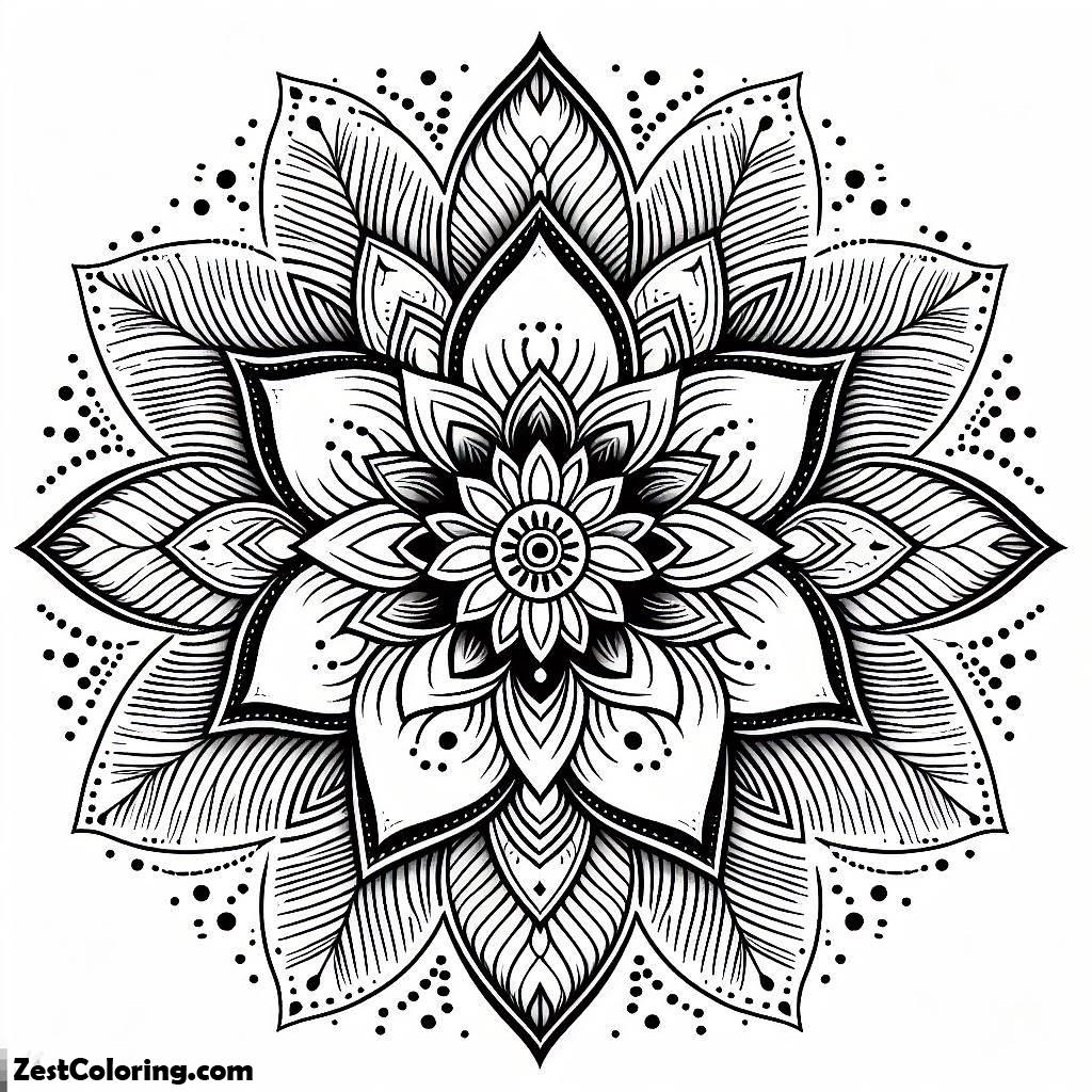 Rangoli, Rangoli Flower Petals Design Coloring Page: Rangoli Flower Petals Design Coloring PageFull Size Image