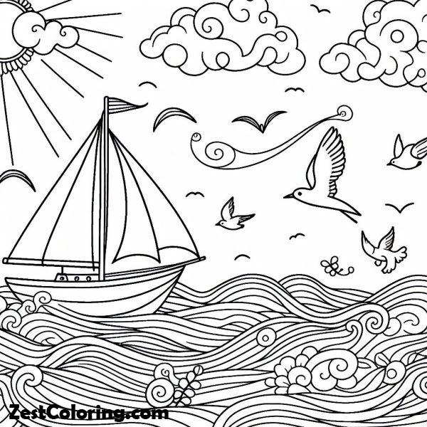 Sail Boat Picture Coloring Page Free to Print : Coloring for Kids