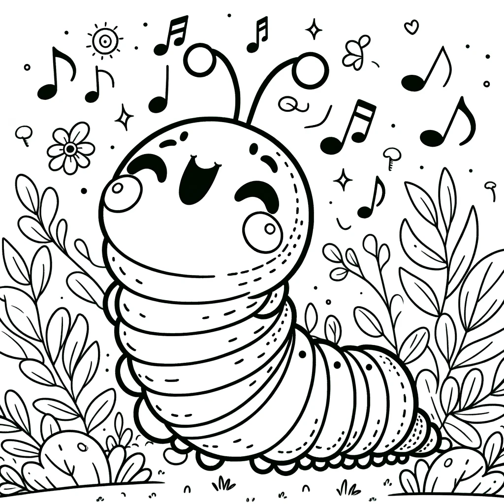 Bugs, Singing Caterpillar In Species Of Bugs Coloring Page: Singing Caterpillar In Species Of Bugs Coloring PageFull Size Image