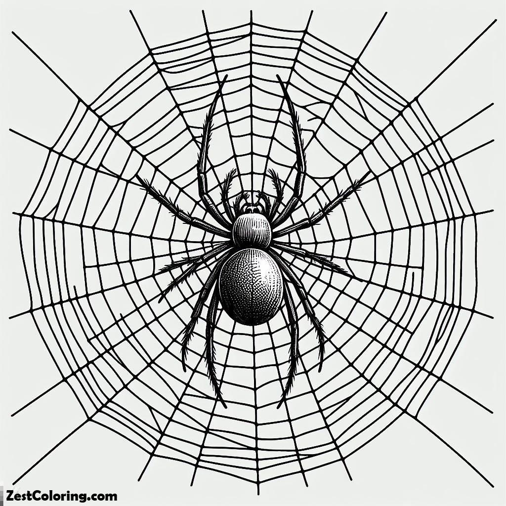 Bugs, Spider On Spidernet Coloring Page: Spider On Spidernet Coloring PageFull Size Image