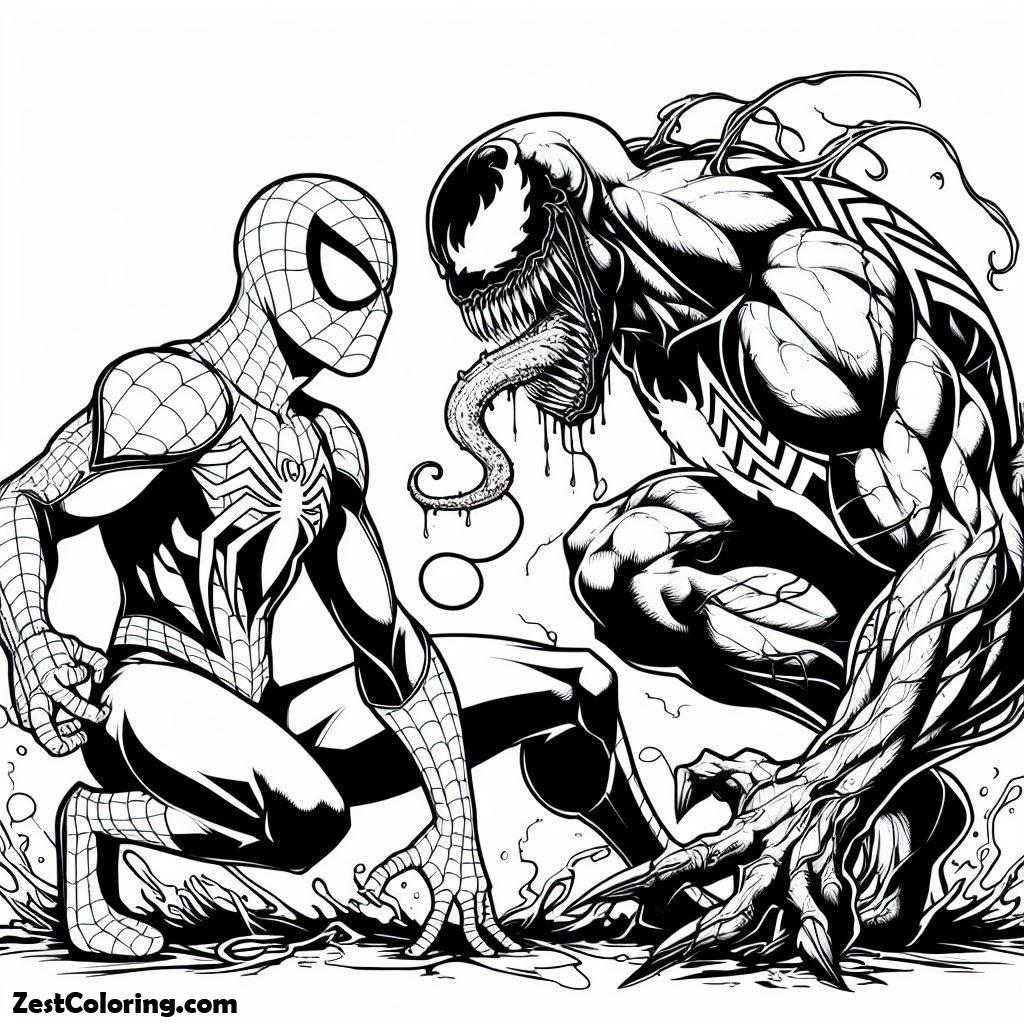 10 Action-Packed Venom vs Spiderman Coloring Pages to Unleash Your Inner Superhero