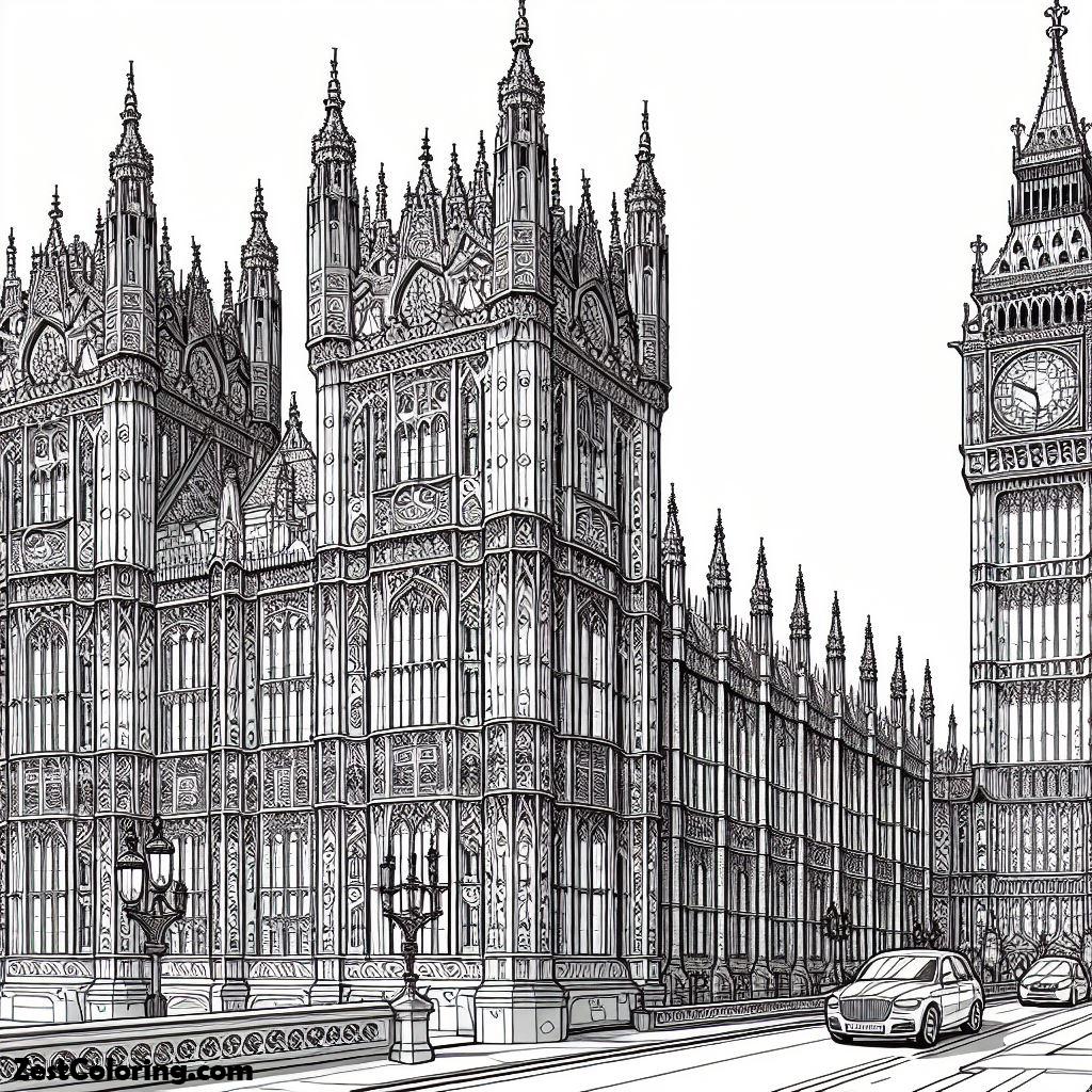 Big Ben, The Palace Of Westminster Big Ben Coloring Page 3: The Palace Of Westminster Big Ben Coloring Page 3Full Size Image