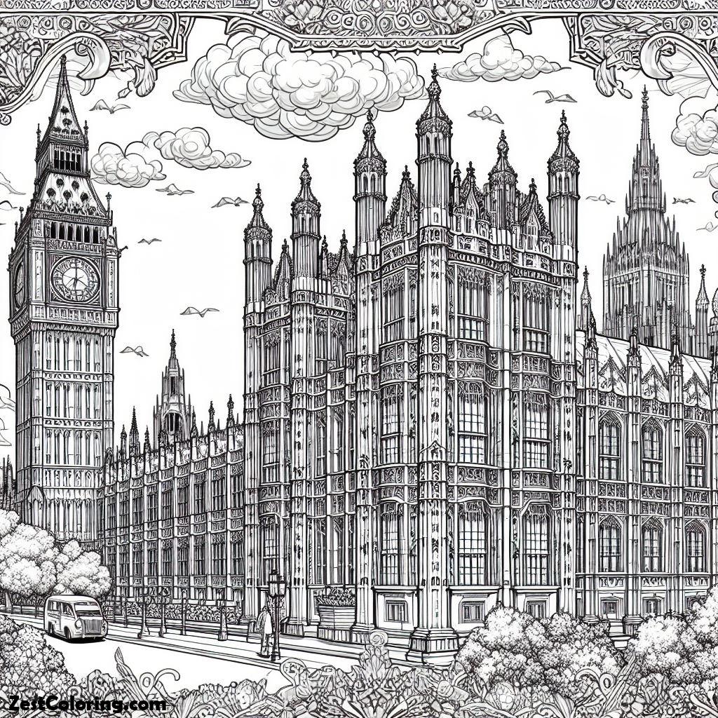 Big Ben, The Palace Of Westminster Big Ben Coloring Page: The Palace Of Westminster Big Ben Coloring PageFull Size Image