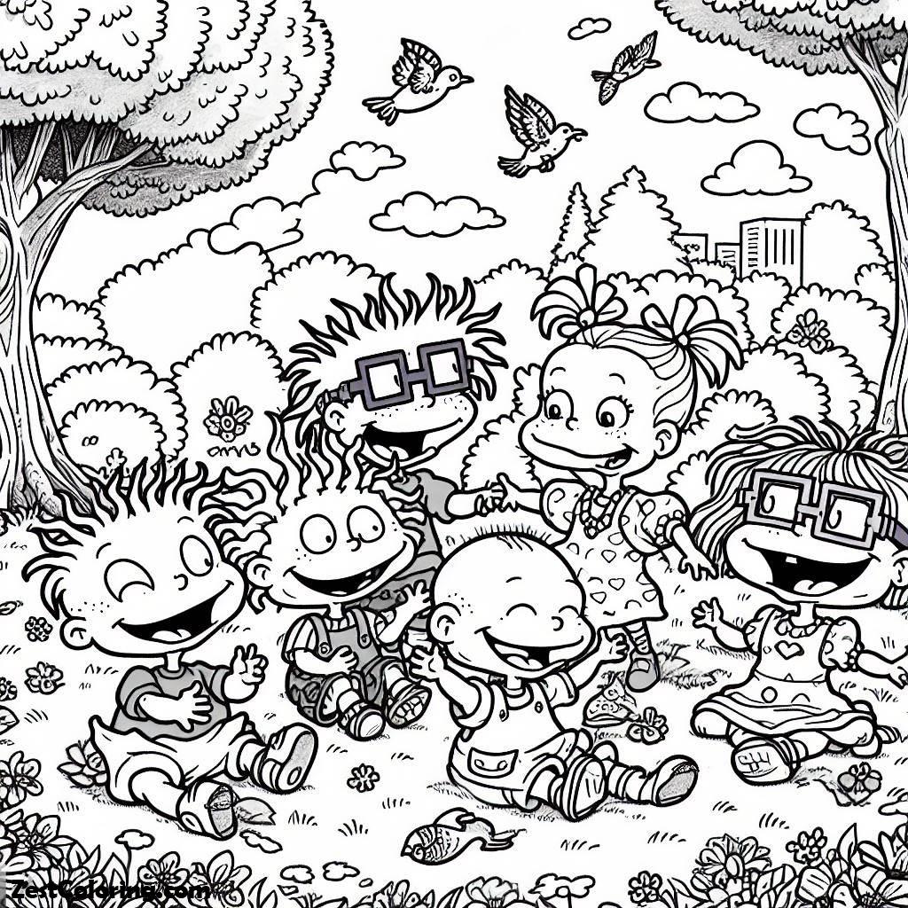Rugrats, The Rugrats Playing Together Coloring Page: The Rugrats Playing Together Coloring PageFull Size Image