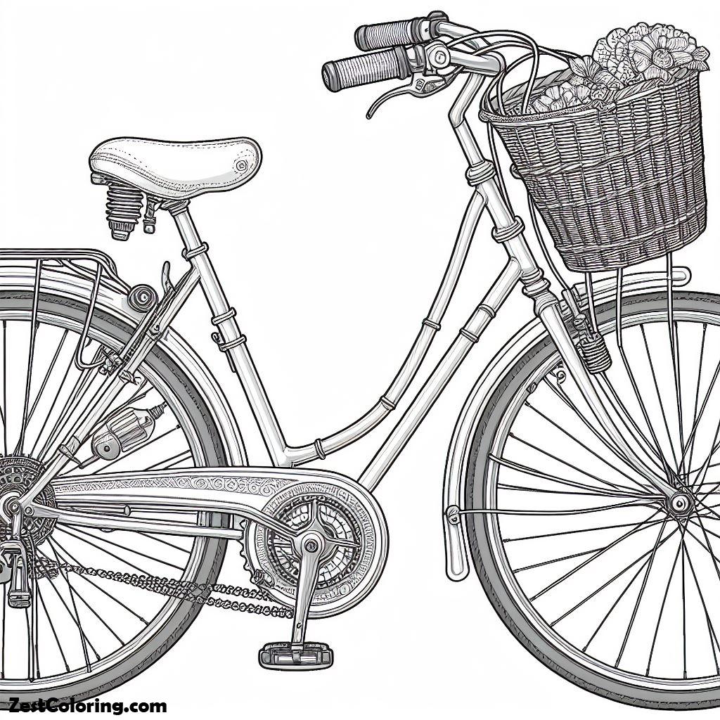 bicycle, Transportation Equipment Bicycle Coloring Page 2: Transportation Equipment Bicycle Coloring Page 2Full Size Image