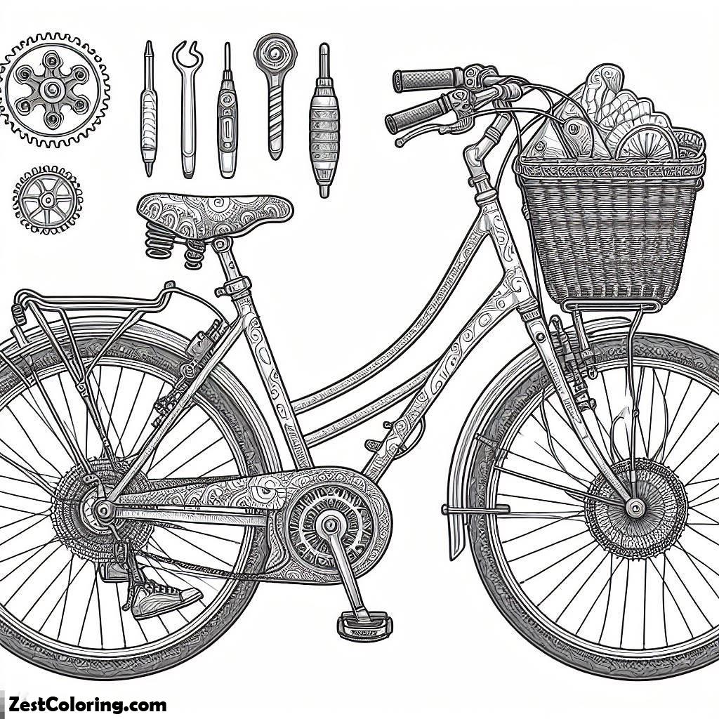 bicycle, Transportation Equipment Bicycle Coloring Page: Transportation Equipment Bicycle Coloring PageFull Size Image
