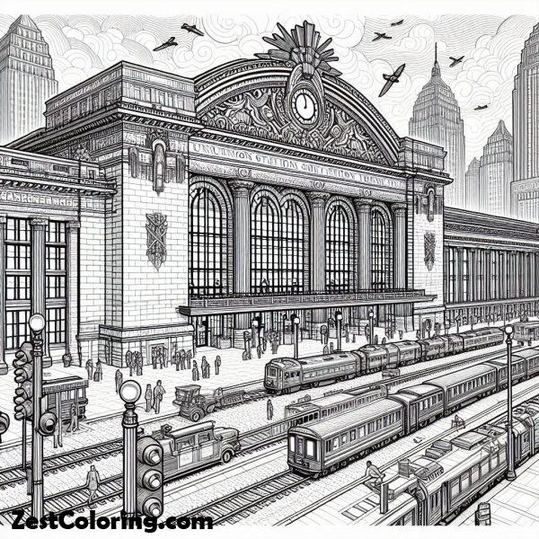 Rail Road, : Union Central Railroad Coloring Page