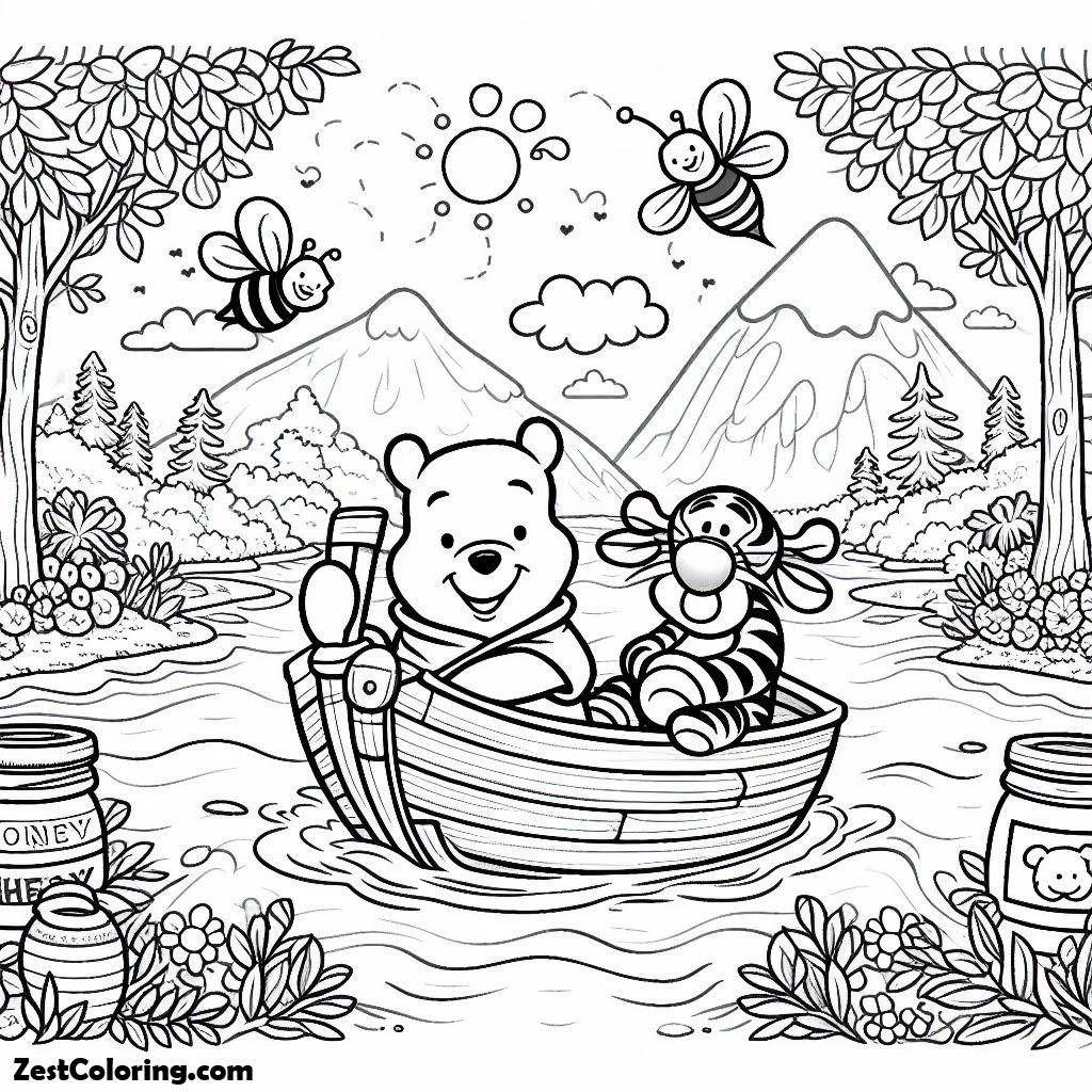 Boat, Winnie The Pooh On SS Pooh Boat Coloring Page 2: Winnie The Pooh On SS Pooh Boat Coloring Page 2Full Size Image