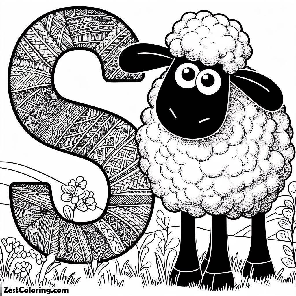 Shaun The Sheep, S Is For Shaun The Sheep Coloring Page: S Is For Shaun The Sheep Coloring PageFull Size Image