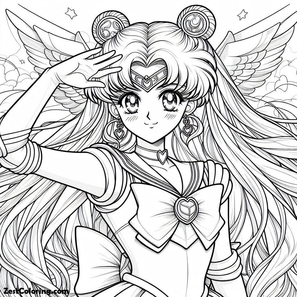 Sailor Moon, Sailor Moon Soldier Of Love And Justice Coloring Page: Sailor Moon Soldier Of Love And Justice Coloring PageFull Size Image