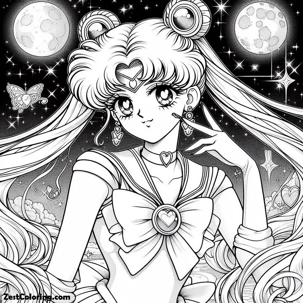 Sailor Moon, Sailor Moon Sparkling Sensation Coloring Page: Sailor Moon Sparkling Sensation Coloring PageFull Size Image