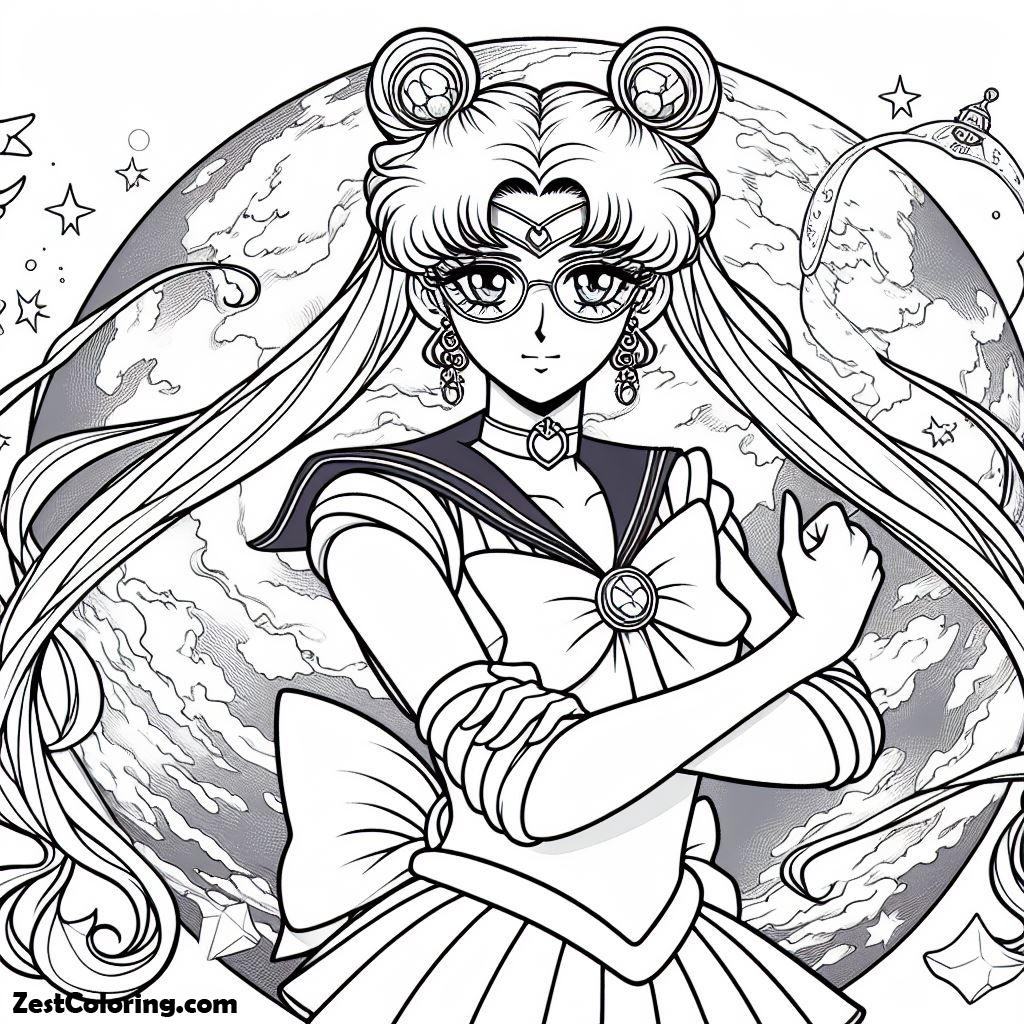 Sailor Moon, Sailor Soldier Who Protect The Earth Sailor Moon Coloring Page: Sailor Soldier Who Protect The Earth Sailor Moon Coloring PageFull Size Image