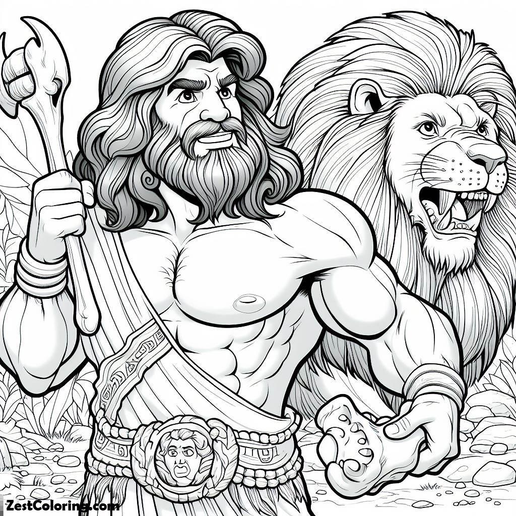Samson, Samson And The Lion Picture Coloring Page: Samson And The Lion Picture Coloring PageFull Size Image