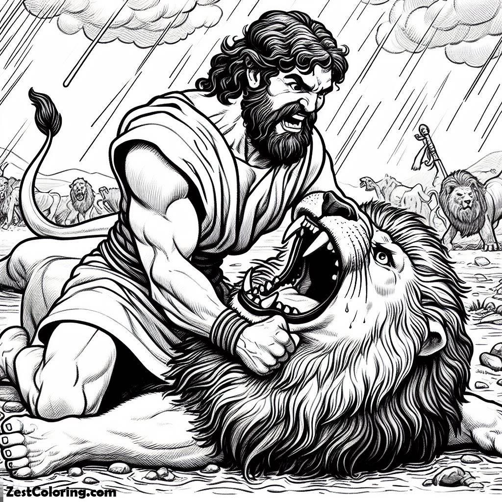 Samson Strangle Lions Neck Coloring Page Coloring For Kids Smart samson-strangle-lions-neck-coloring-page-coloring-for-kids-smart