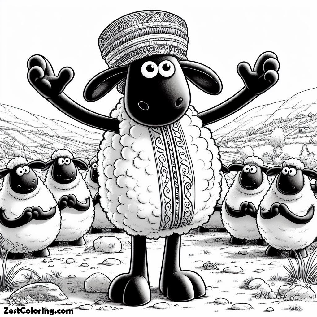 Shaun The Sheep, Shaun The Sheep Was Leading Praying Coloring Page: Shaun The Sheep Was Leading Praying Coloring PageFull Size Image