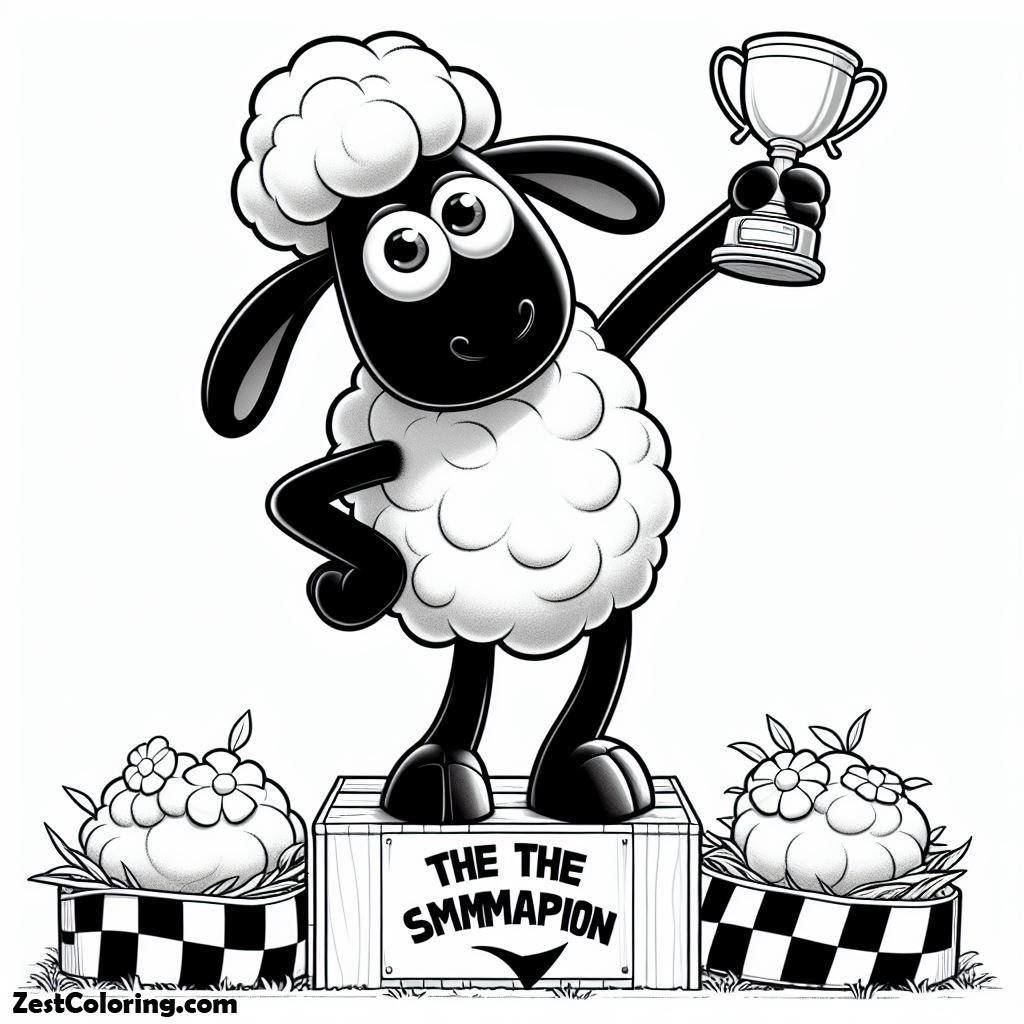 Shaun The Sheep, Shaun The Sheep Winning Pose Coloring Page: Shaun The Sheep Winning Pose Coloring PageFull Size Image