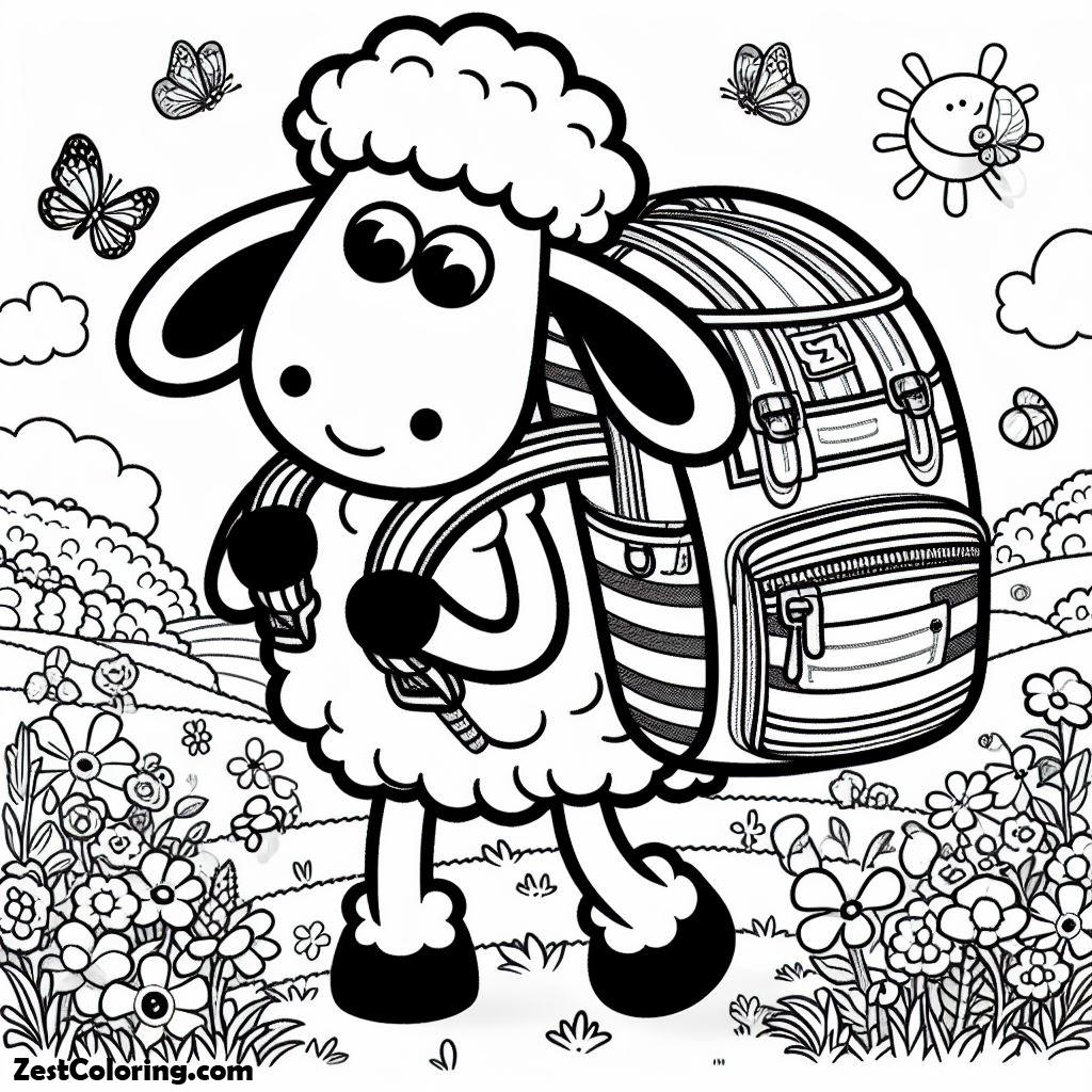 Shaun The Sheep, Shaun The Sheep With New Bag Coloring Page: Shaun The Sheep With New Bag Coloring PageFull Size Image