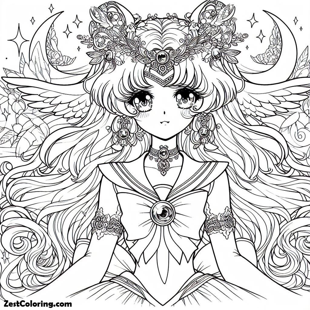 Sailor Moon, The Beautiful Guardian Senshi Sailor Moon Coloring Page: The Beautiful Guardian Senshi Sailor Moon Coloring PageFull Size Image