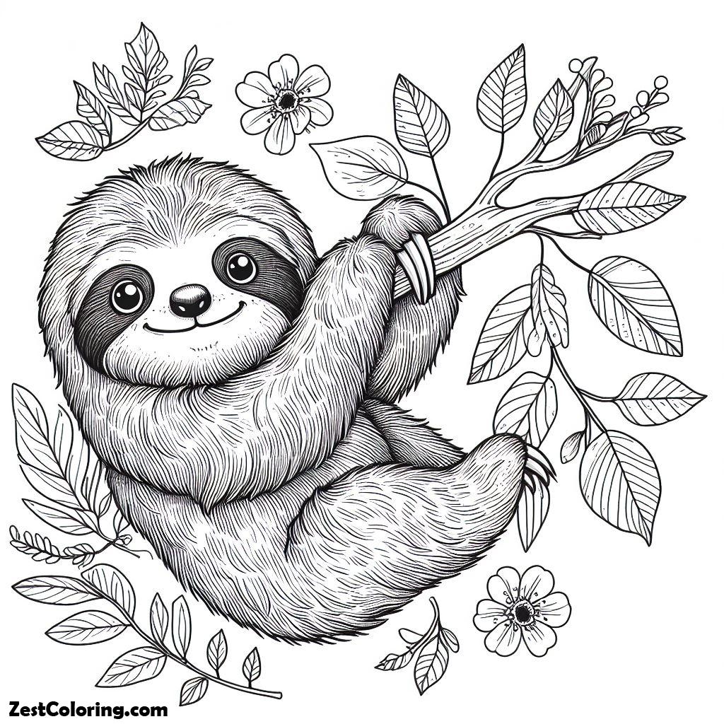 Sloth, A Little Sloth Coloring Page: A Little Sloth Coloring PageFull Size Image