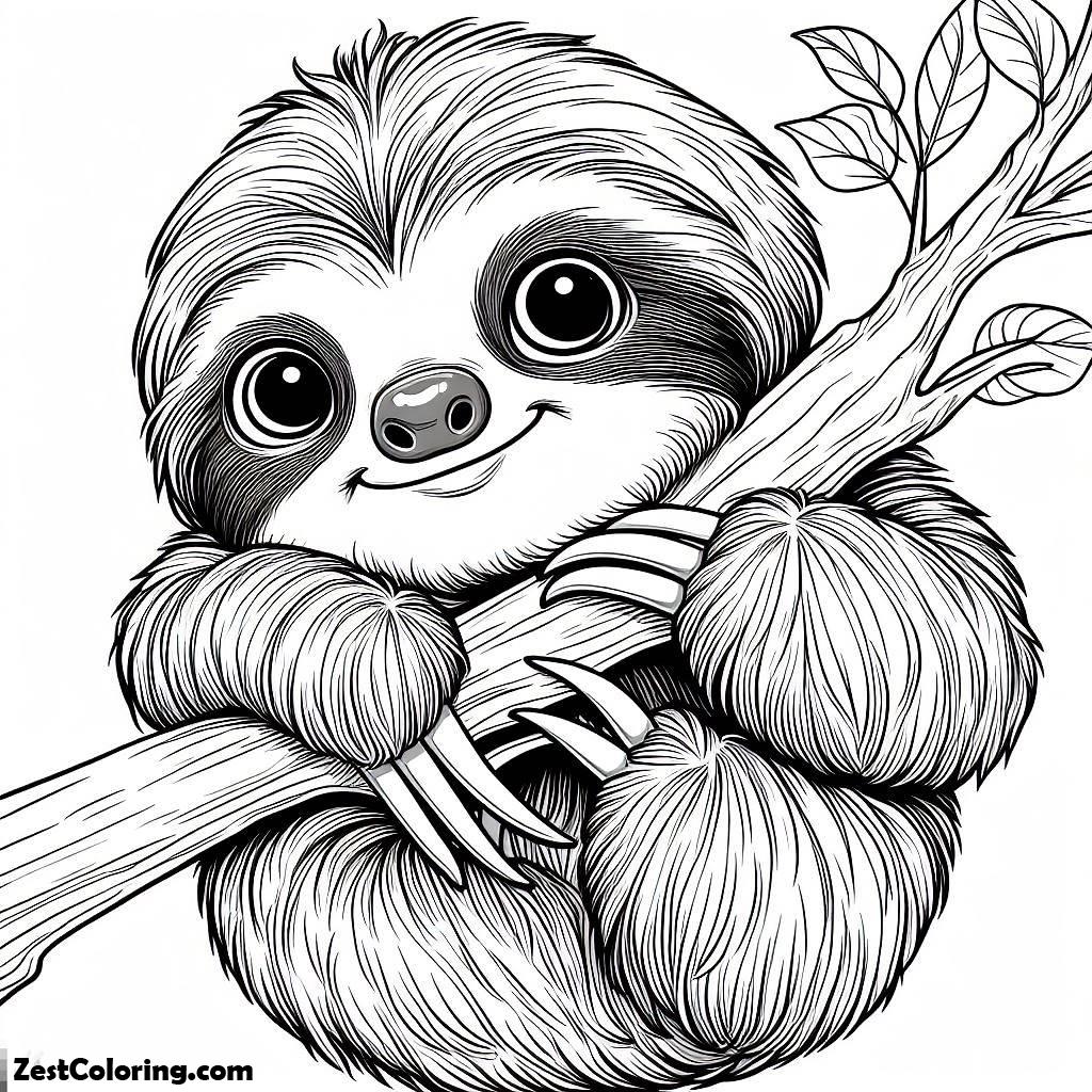Baby Sloth Coloring Page : Coloring for Kids – Smart, Creative, and Fun
