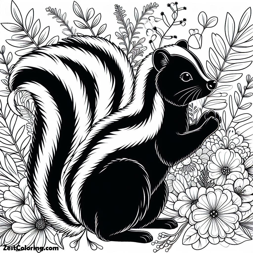 skunk, Black And White Skunk Coloring Page: Black And White Skunk Coloring PageFull Size Image