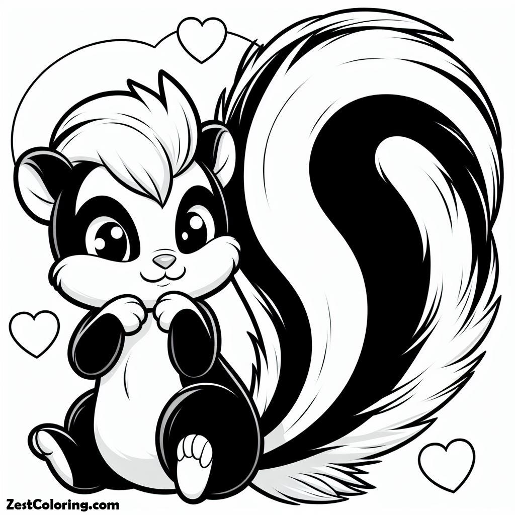Happy Skunk In Love Coloring Page : Coloring for Kids – Smart, Creative