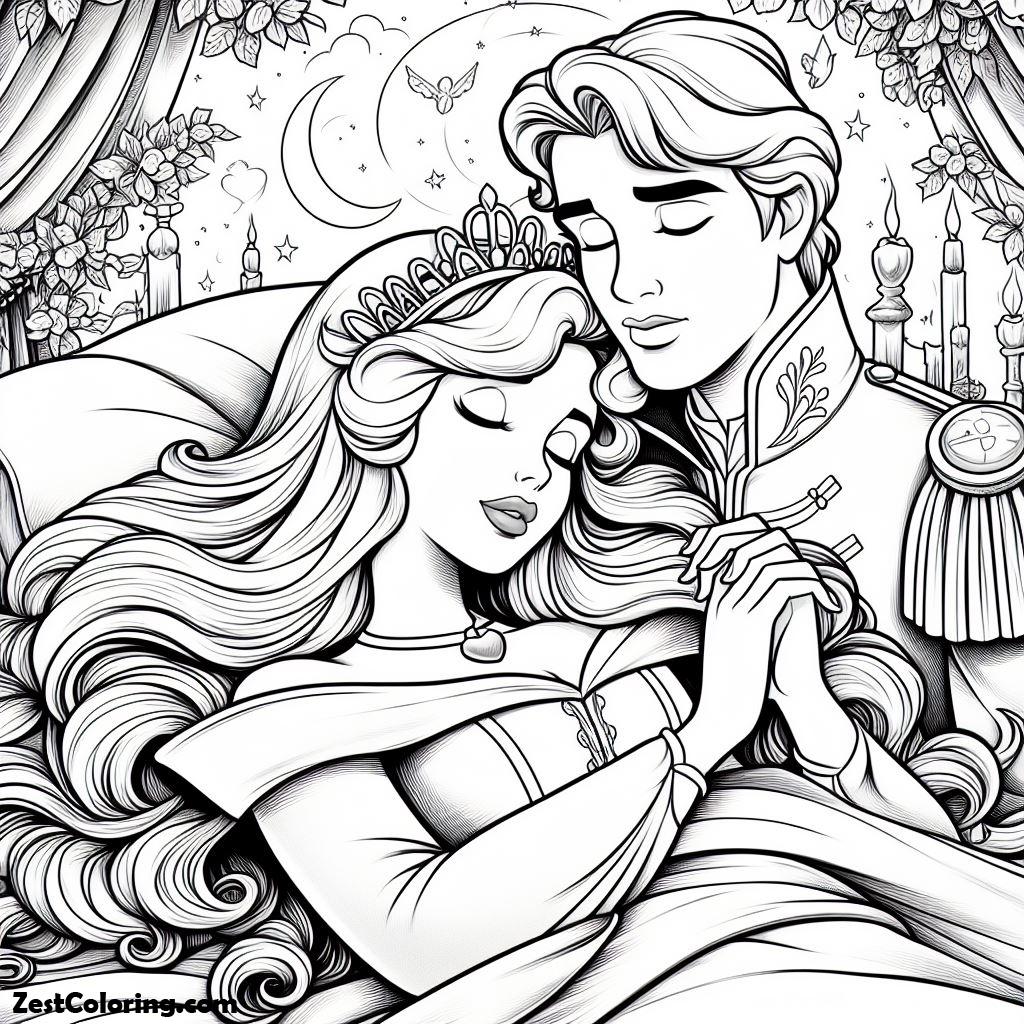 Sleeping Beauty, Prince Phillip Love Princess Aurora So Much In Sleeping Beauty Coloring Page: Prince Phillip Love Princess Aurora So Much In Sleeping Beauty Coloring PageFull Size Image