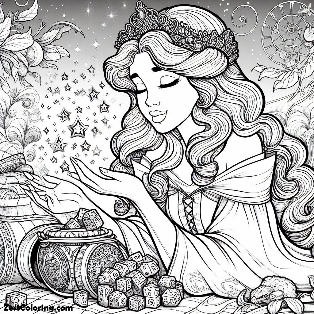 Sleeping Beauty, Princess Aurora And The Magic Star In Sleeping Beauty Coloring Page: Princess Aurora And The Magic Star In Sleeping Beauty Coloring PageFull Size Image