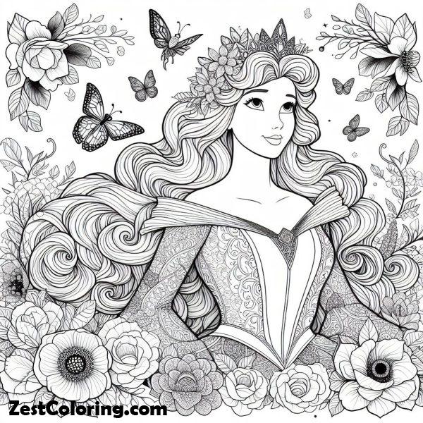 Sleeping Beauty, : Princess Aurora Is So Beautiful In Sleeping Beauty Coloring Page