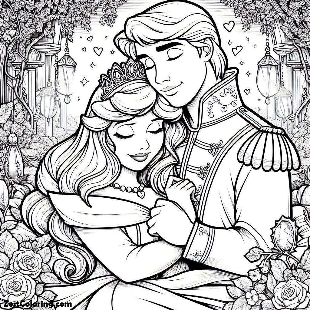 Sleeping Beauty, Princess Aurora Love Prince Phillip So Much In Sleeping Beauty Coloring Page: Princess Aurora Love Prince Phillip So Much In Sleeping Beauty Coloring PageFull Size Image