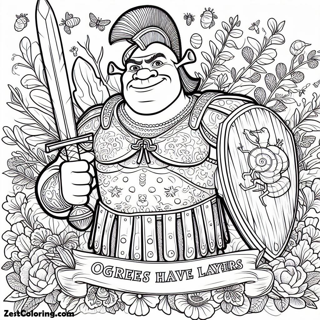 shrek, Shrek In Knight Costume Coloring Page: Shrek In Knight Costume Coloring PageFull Size Image