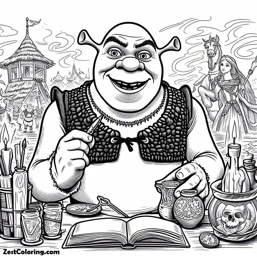 shrek, Shrek Write Something Coloring Page: Shrek Write Something Coloring PageFull Size Image