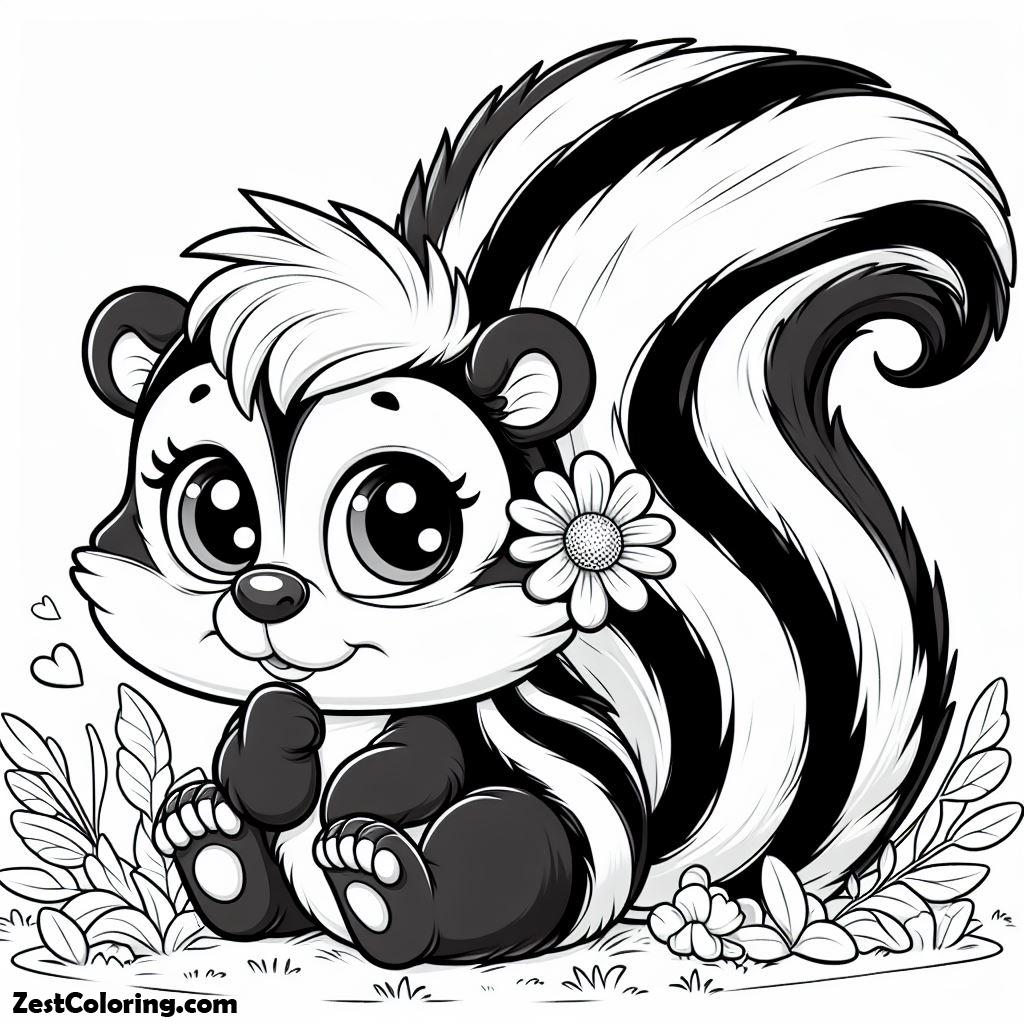 skunk, Shy Baby Striped Skunk Coloring Page: Shy Baby Striped Skunk Coloring PageFull Size Image