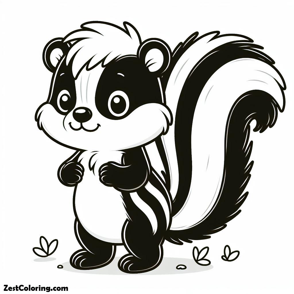 Striped Skunk Walking Around Coloring Page : Coloring for Kids – Smart ...